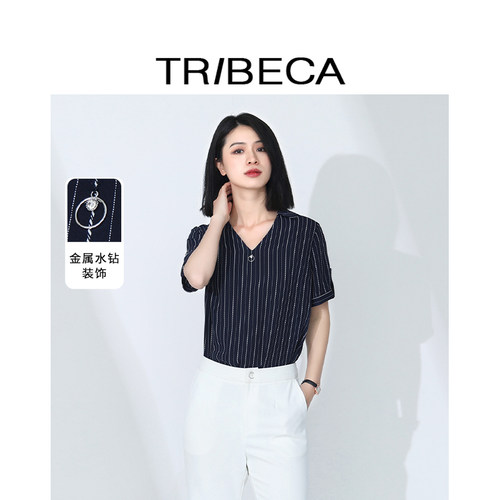 TRIBECA翠贝卡短袖雪纺衬衫