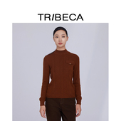 TRIBECA翠贝卡2024秋冬商场同款 针织衫 新款 纯色套头休闲通勤修身