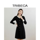 TRIBECA翠贝卡商场同款 秋冬翻领修身 针织毛衣连衣裙