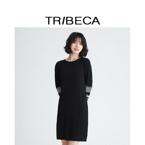 TRIBECA翠贝卡条纹针织连衣裙