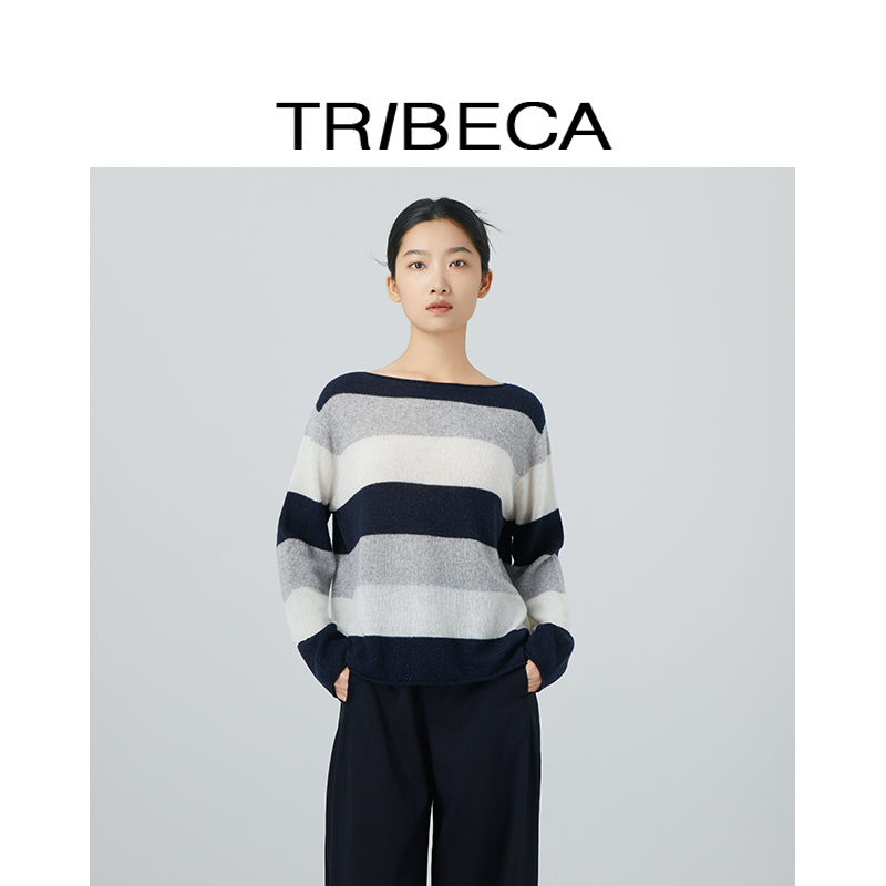 翠贝卡时尚气质条纹针织衫