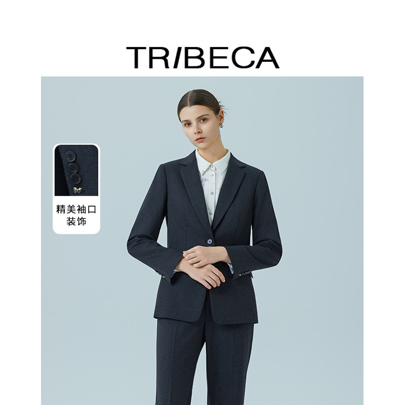 TRIBECA翠贝卡2025秋新款商场同款含绵羊毛通勤长袖职业西服外套
