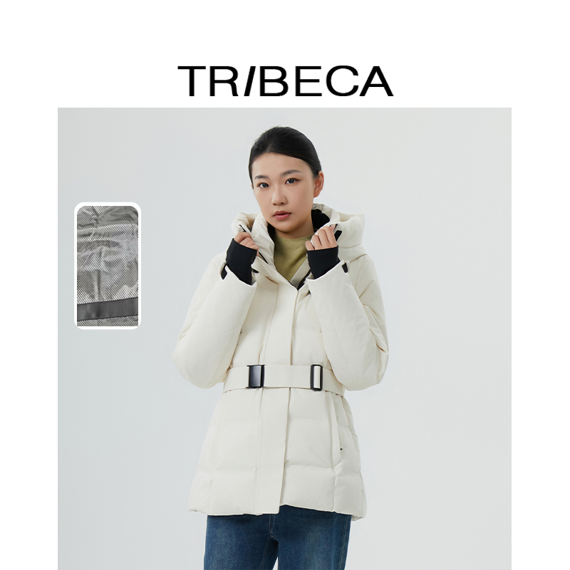 翠贝卡加厚鹅绒连帽羽绒服