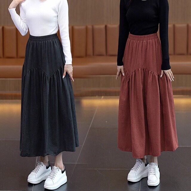 设计感波浪拼接半身裙女