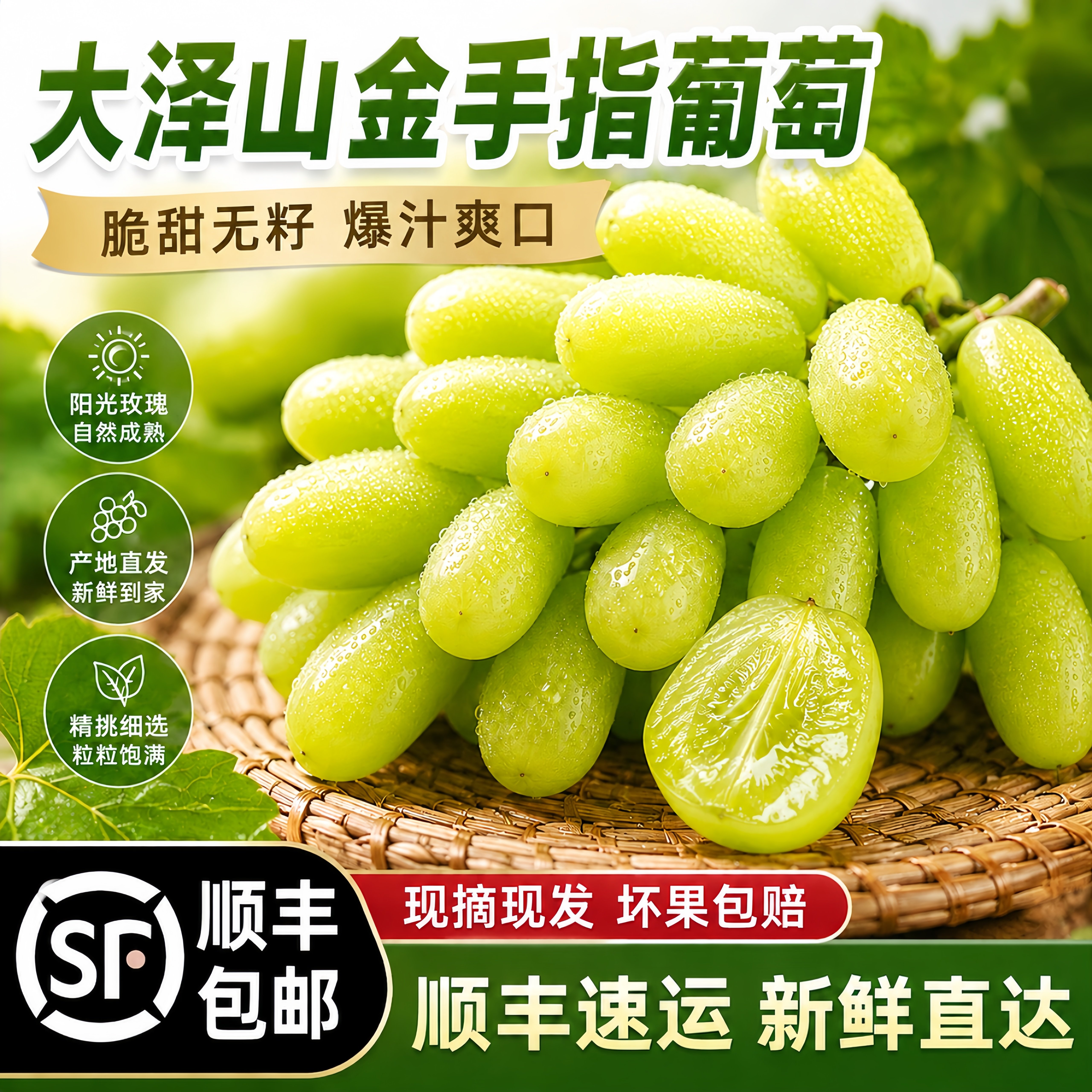 顺丰包邮大泽山金手指美人指葡萄新鲜青岛平度现摘当季水果整箱