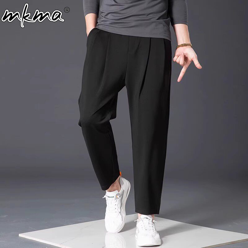 潮牌韩版百搭宽松九分休闲裤子男士新款纯色小脚哈伦裤垂感运动裤