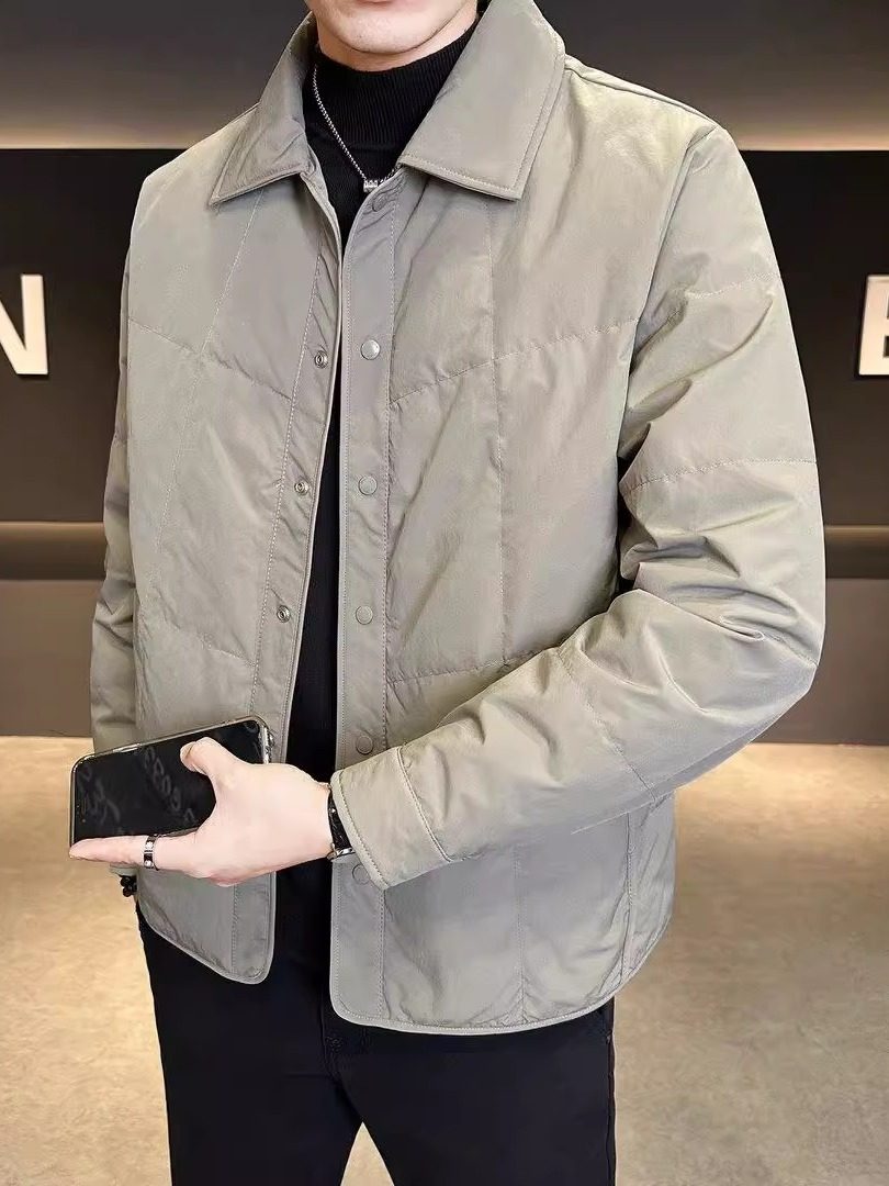 潮牌轻奢宽松轻薄羽绒服男士秋冬新款衬衫式保暖夹克休闲百搭外套