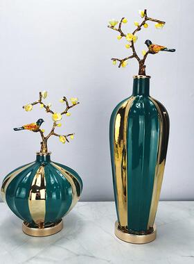 新式中玄关花瓶摆件高端大气家饰品客厅现FNG酒柜高档轻奢代居装