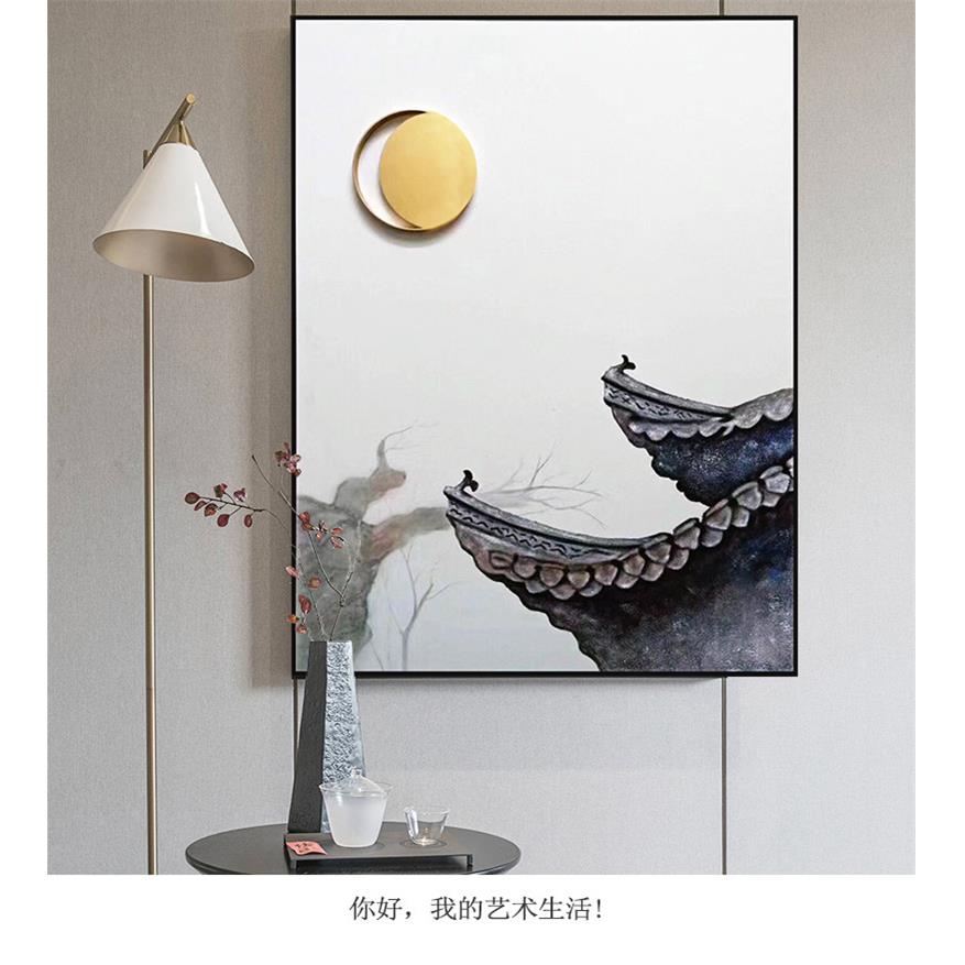 手工实物不锈钢雕刻圆盘金属铝合金玄关售楼处大堂铁皮画装饰挂画