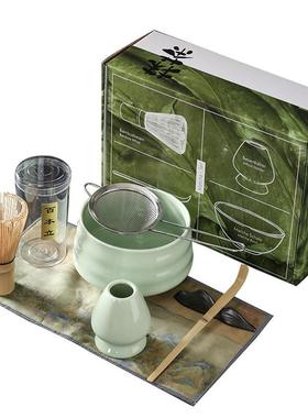 日式抹茶茶具套抹茶色抹茶碗陶瓷百本ashc8545立筅茶彩盒装整茶筅
