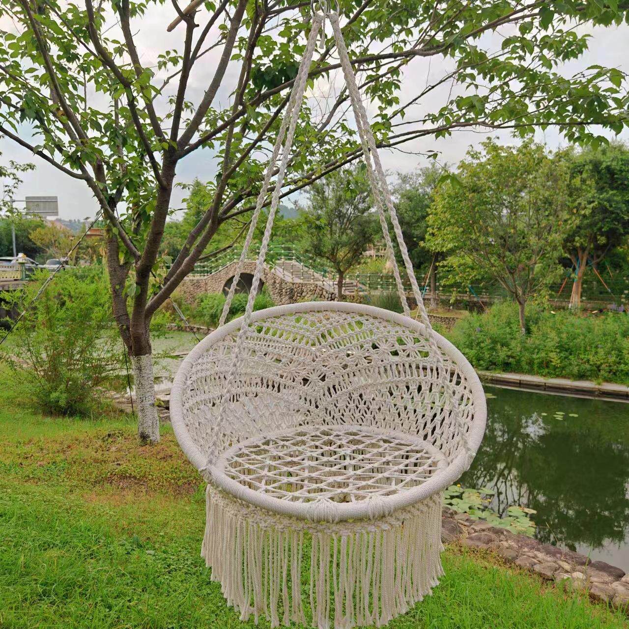 北879欧风室内吊椅棉绳编织in秋s吊篮流苏床千户外人网红懒厂家直