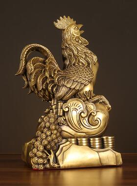 厂家铜鸡摆件工艺品吉祥物黄铜公鸡生肖鸡客厅家居装饰品