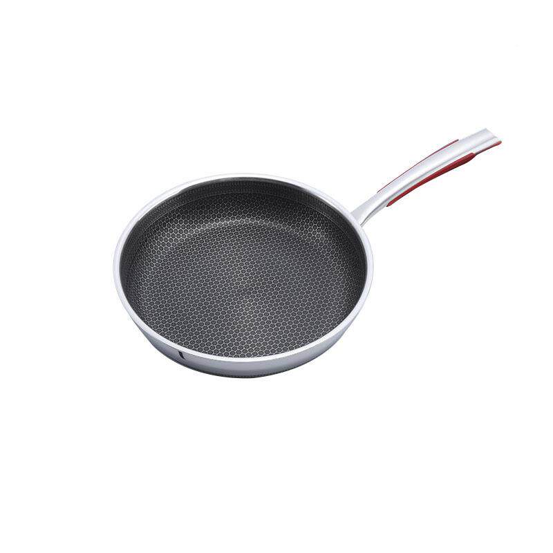 双蜂窝平底锅3不16锈钢炒锅无烟不粘锅面油家用炒菜锅不沾锅