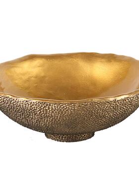 简约代收创意圆形荔枝路果盘纹摆件装饰家客厅餐桌茶几轻现奢NNQ