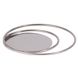 极镜简现客代银色金属面何托盘摆FID件样板房室内几软装厅云环装