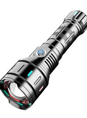 X11高亮手电筒户外变变色光远射p灯Tye-C快充尾部安全锤伸缩焦强