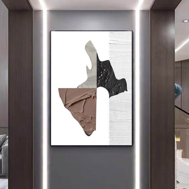 纯手工油画赤贫侘寂风装饰画玄关客厅肌理画极简抽象手绘挂画