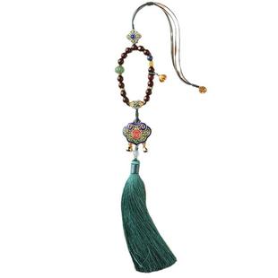 汽车挂件车内吊饰古法金平安如意锁紫檀中国风珐琅彩男女车载饰品