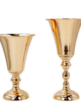 铁艺花轻奢镀插花瓶器欧式婚礼宴花会布置道具创意工电艺品金SZI