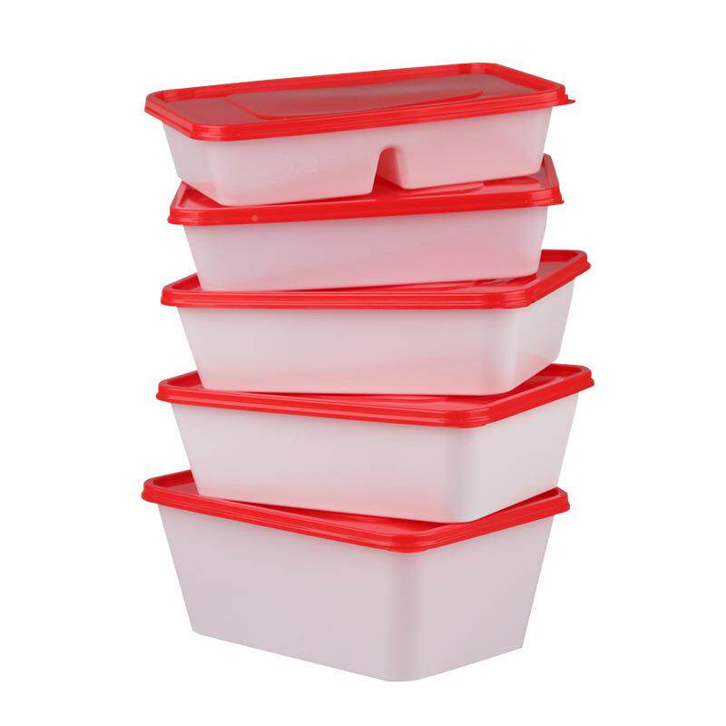 饭一次性快餐盒塑料外盒日式打包带盖白底红盖子长方形盒卖盒