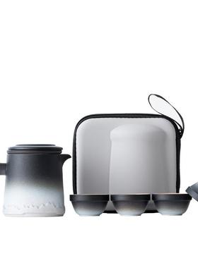 旅行DPQ茶功夫茶具小套装外野营一壶四杯便携式泡茶杯伴壶手礼户