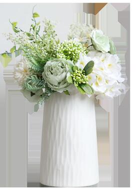 白色陶QTL花瓶创意级简约高感客厅摆件瓷小清新日式式欧干花装饰