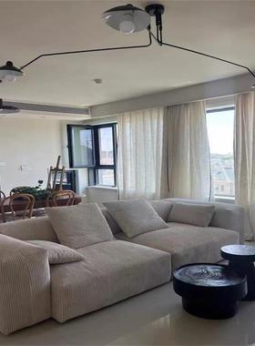 欧4591复河马沙发客厅卧室北可躺可睡双三人贵妃现代简约小户型古