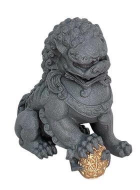 麻石石狮子公室桌面摆件级感电视柜装饰客厅玄关镇宅小狮子