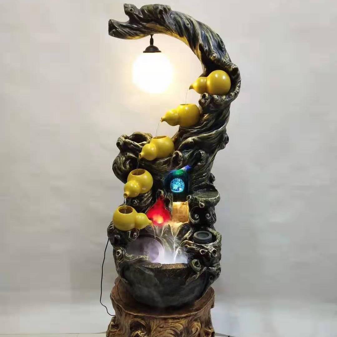 创意款树脂葫芦落地摆件室内阳台家居装饰乔迁开业礼品流水摆件