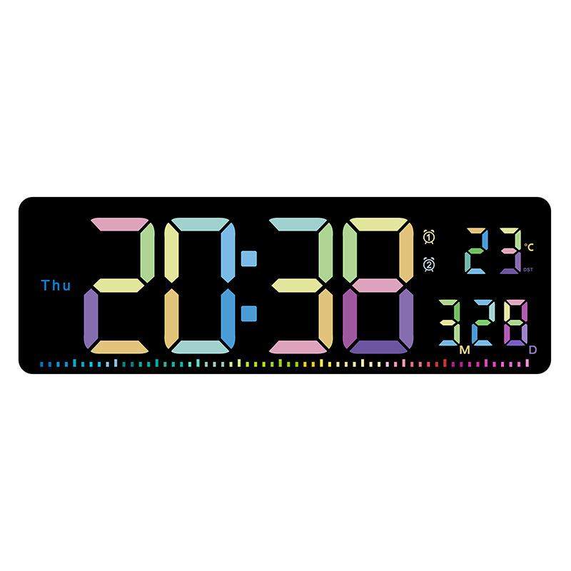 创意挂钟简约彩色客厅挂钟健身房秒表时钟多功能钟表大屏幕6663