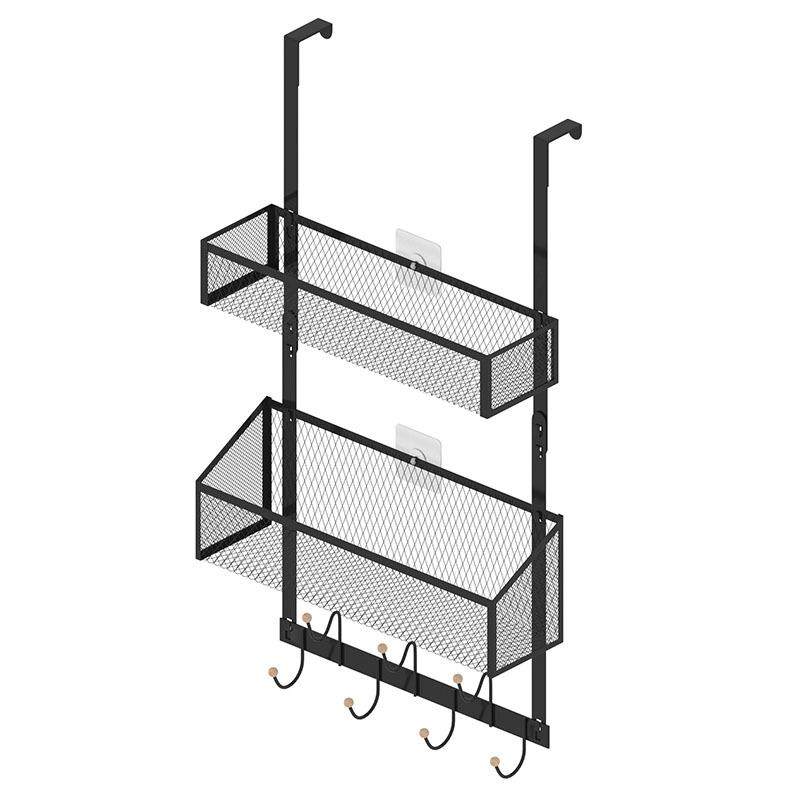 卧室门后挂篮衣物帽子置物架三层免打孔多功能浴室收纳架