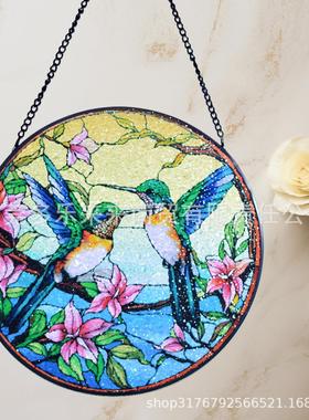彩绘玻璃挂饰，20CM新款复古热销玻璃挂件浮雕立线艺术装饰