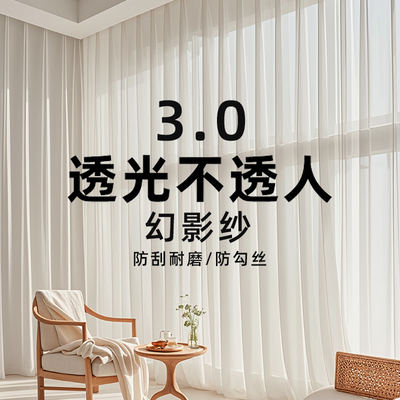 幻影纱窗帘纱帘透光不透人防晒窗帘白纱飘窗窗纱布高级感阳台卧室
