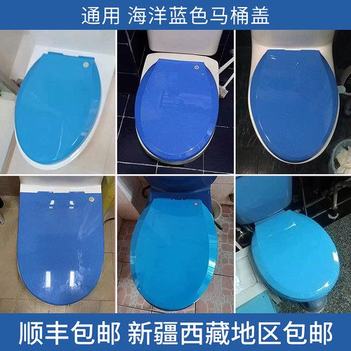 深蓝色马桶盖通用o型加厚油压座
