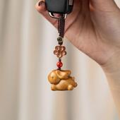 檀木可爱生肖兔子钥匙扣挂件本命年挂饰桃木男女手机链吊坠礼