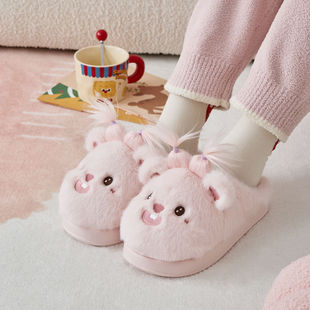 小鼠棉拖鞋女款秋冬季2025新款室内居家可爱防滑毛绒拖鞋男士冬天