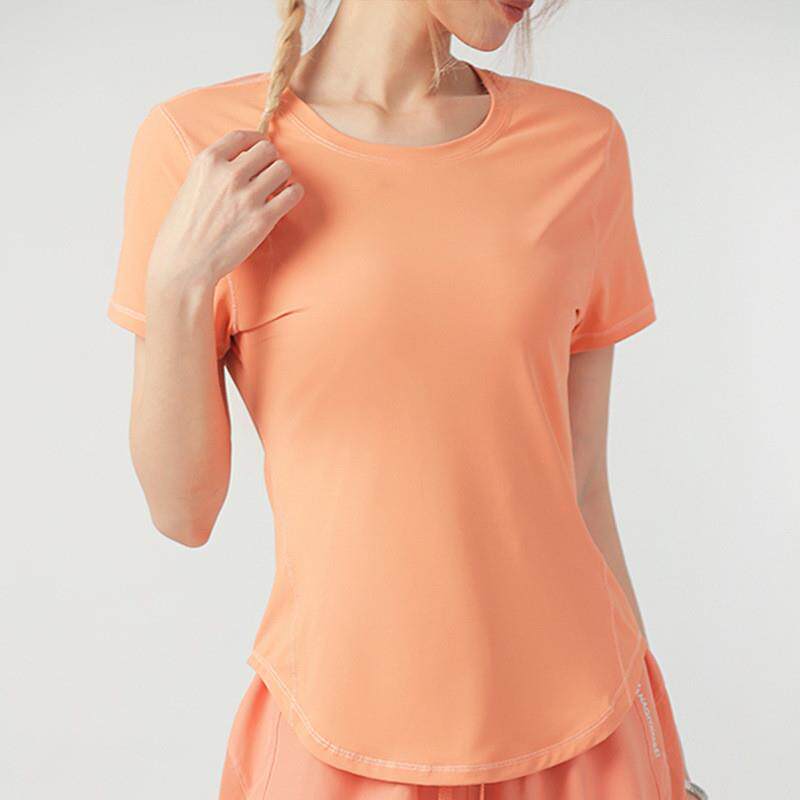 大码夏款瑜伽服短袖女速干宽松显瘦罩衫运动T恤薄款跑步训练