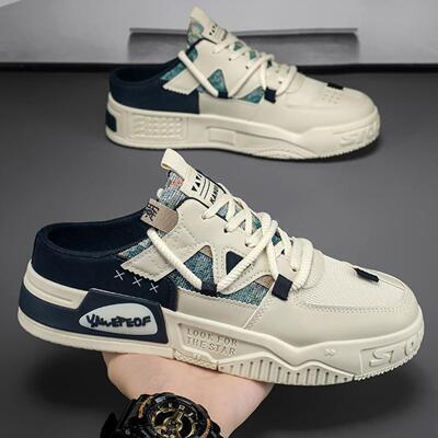 包头半拖鞋男款冬季新款外穿懒人后跟男鞋网面板鞋青少年