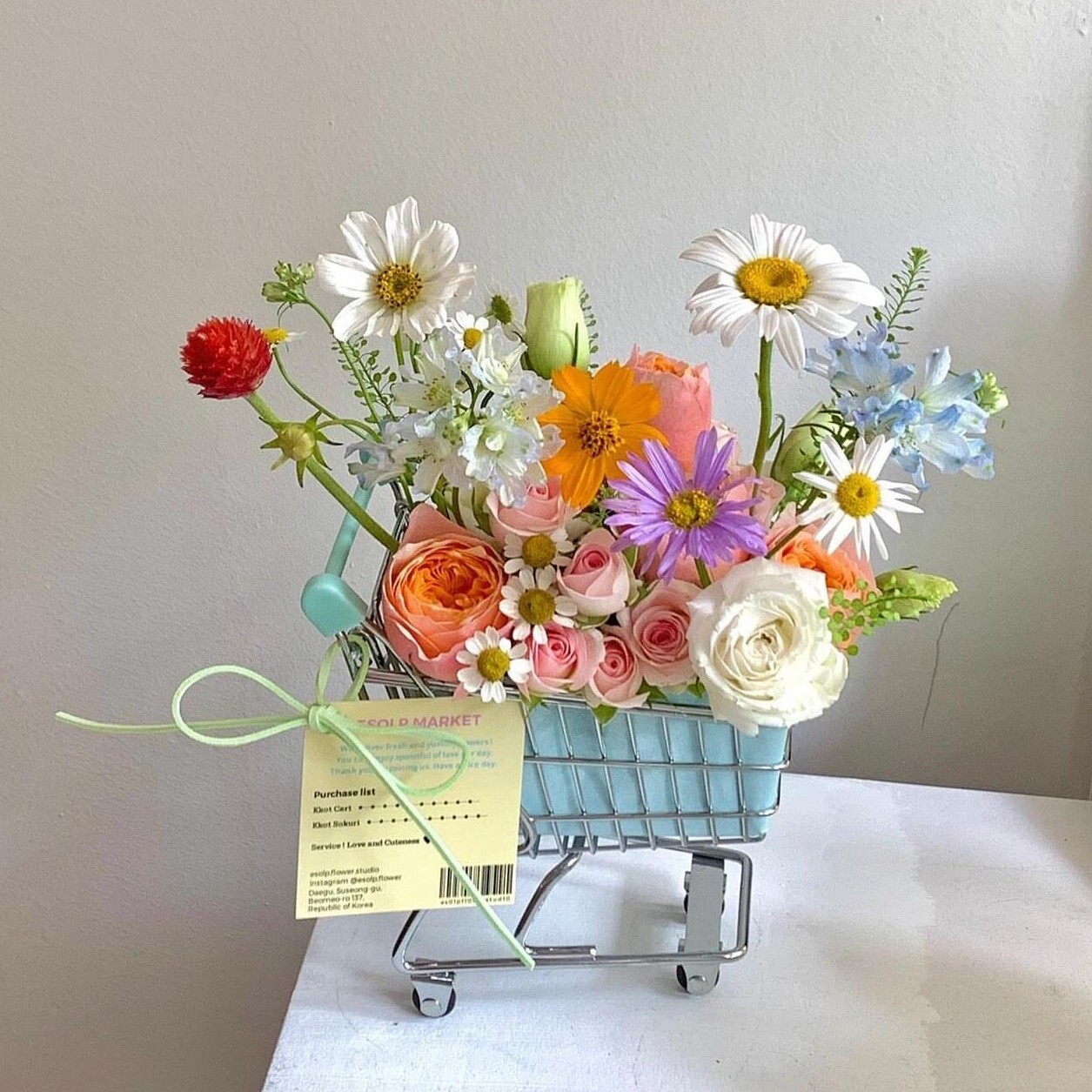 【女神节伴手礼】购物车小花篮迷你插花仿真小推车三八妇女节礼物