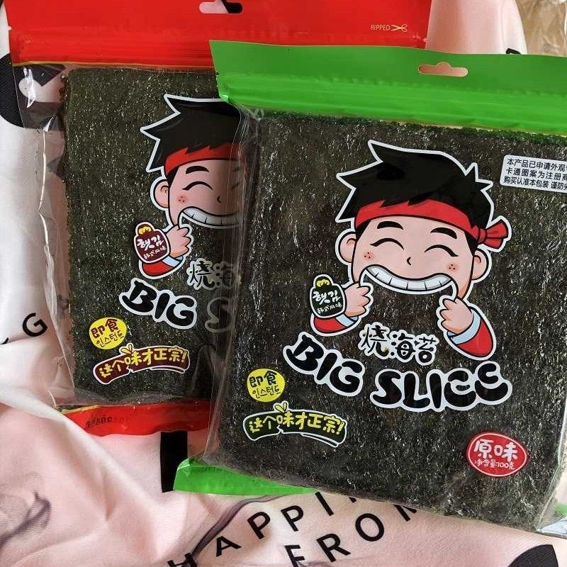 新货烧海苔原味辣味即食大片紫菜寿司卷