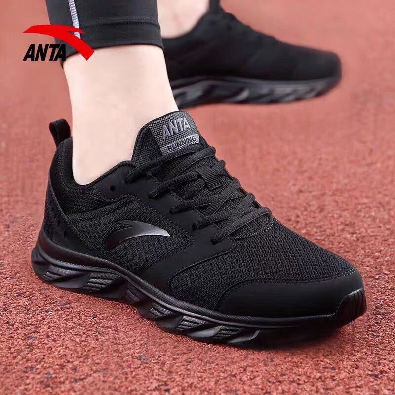 安踏跑步鞋2026春季透气跑鞋黑色轻便男鞋软底耐磨防滑休闲运动鞋