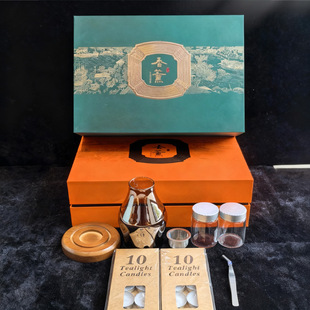 沉香香薰灯礼盒伴手礼酥油灯烛台木头底座玻璃灯罩熏香品香套装