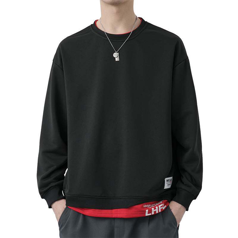 假两件男士潮流卫衣2022春秋款圆领长袖青年套头上衣青年帅气男装