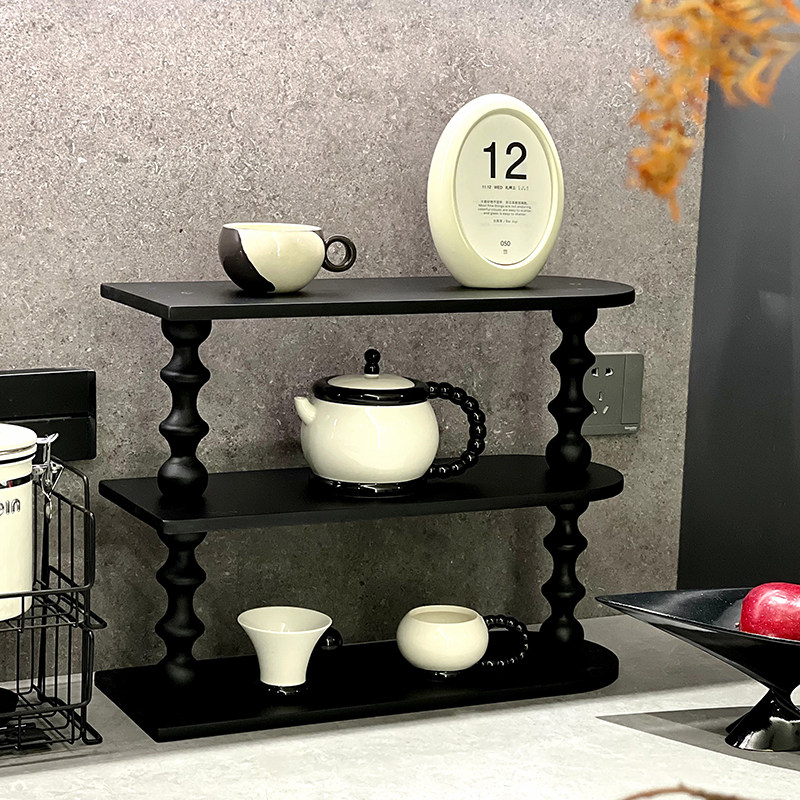 中古风多层收纳层架展示架家用木质桌面杯架化妆品香水整理置物架