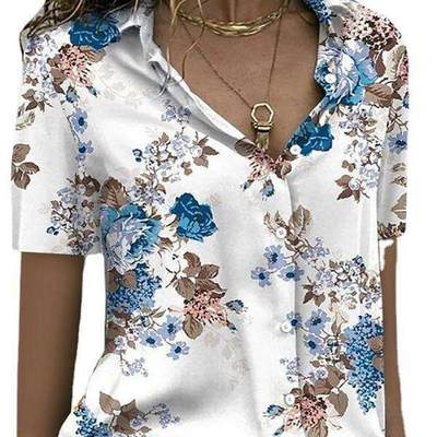 Womens floral top short sleeve printed