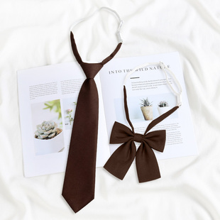 棕色纯色懒人免打学院风咖啡色领带女款配饰复古学士服领结领花