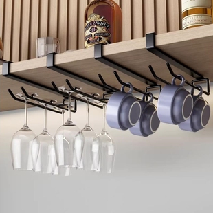 免打孔红酒杯架倒挂悬挂高脚杯架子家用铁艺红酒架摆件水酒杯收纳