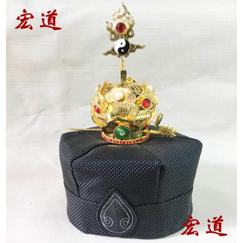 新款道八卦帽道士冠混元巾正一高功编制网六角帽火焰如意太极莲花