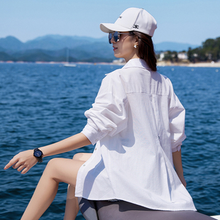 亚麻衬衣女款2025新款高级感轻奢减龄洋气棉麻防晒白衬衫休闲外套