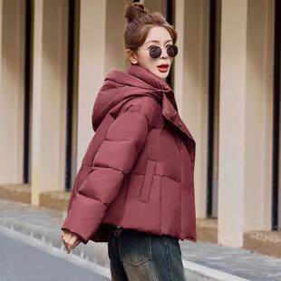 短款羽绒服女冬2025新款冬季女款韩版小个子时尚洋气轻薄红色外套